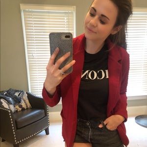 Red Unstructured Blazer